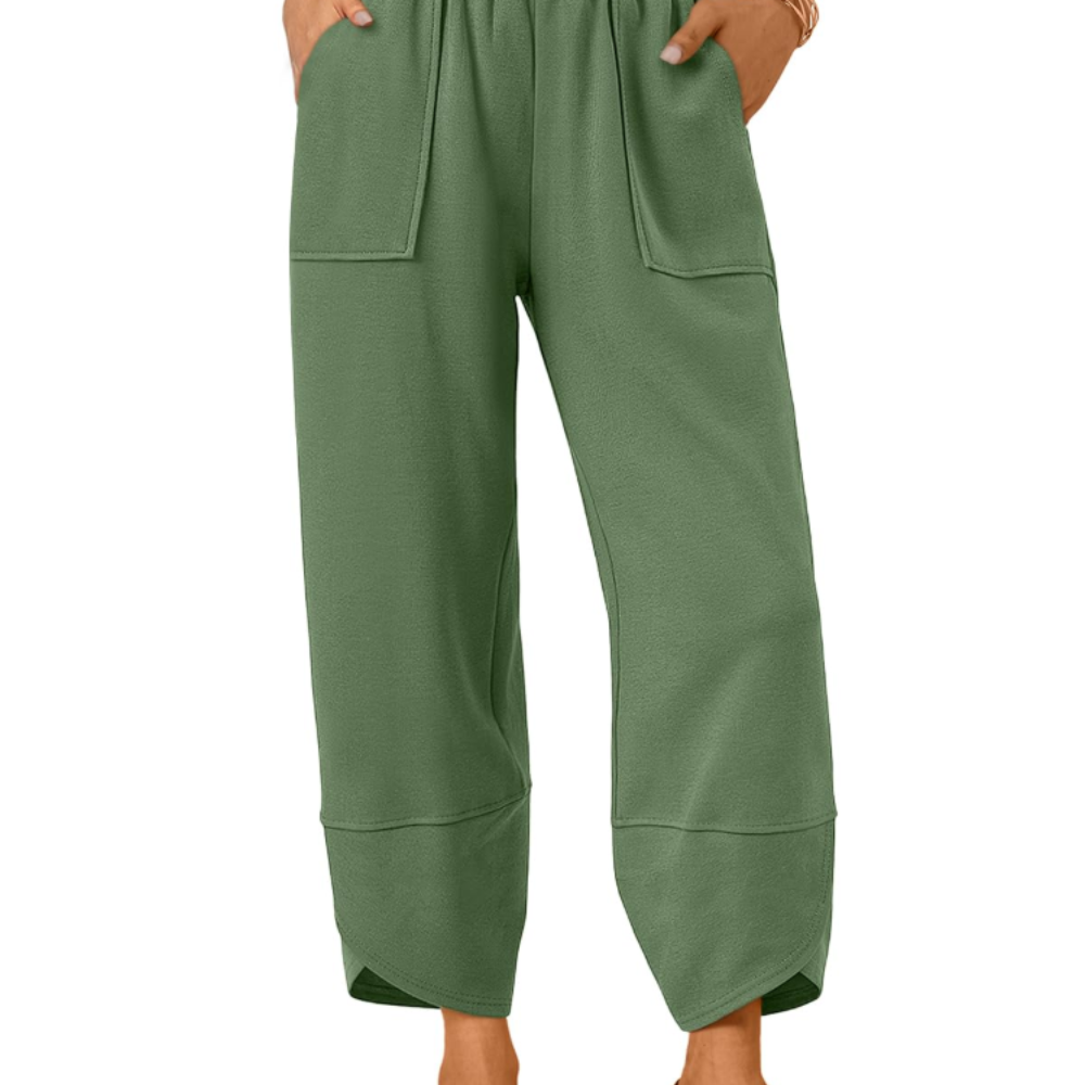 Penelope Pantaloni Wide Leg Donna – Modello Estivo in Cotone con Coulisse e Tasche