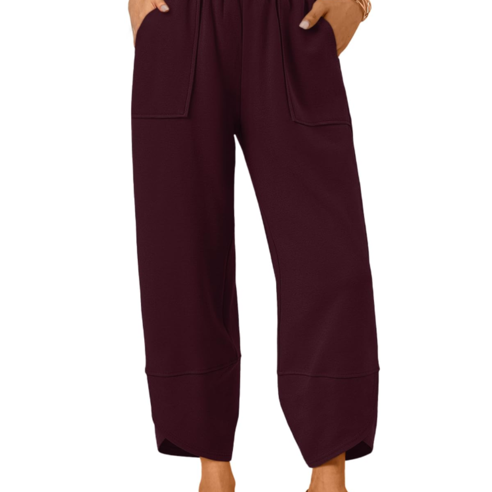 Penelope Pantaloni Wide Leg Donna – Modello Estivo in Cotone con Coulisse e Tasche