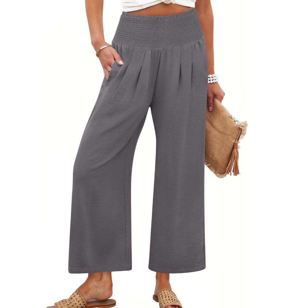 Camila Pantaloni Palazzo Donna – Modello Wide Leg a Vita Alta con Tasche