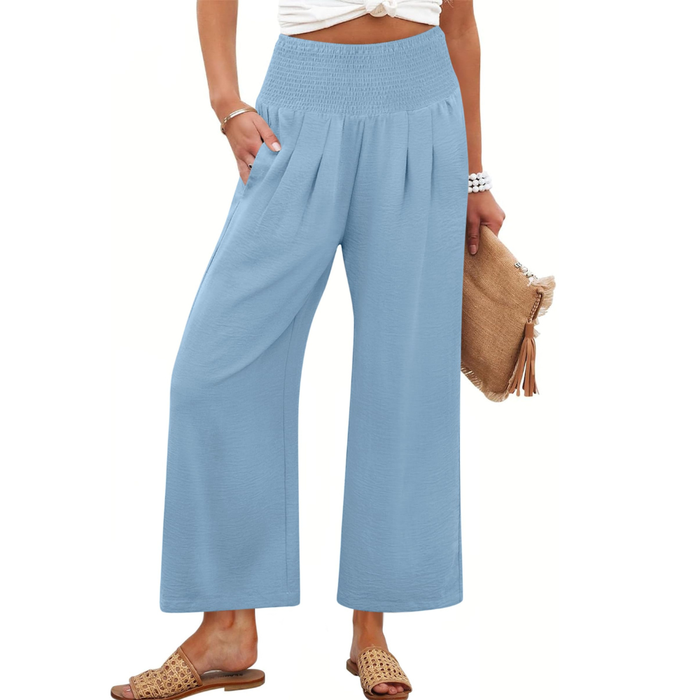 Camila Pantaloni Palazzo Donna – Modello Wide Leg a Vita Alta con Tasche