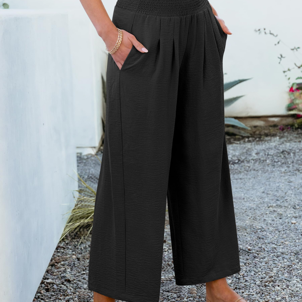 Camila Pantalon Palazzo Femme – Modèle Large Taille Haute avec Poches