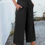 Camila Pantalon Palazzo Femme – Modèle Large Taille Haute avec Poches