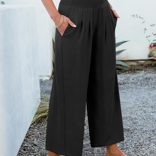 Camila Pantaloni Palazzo Donna – Modello Wide Leg a Vita Alta con Tasche