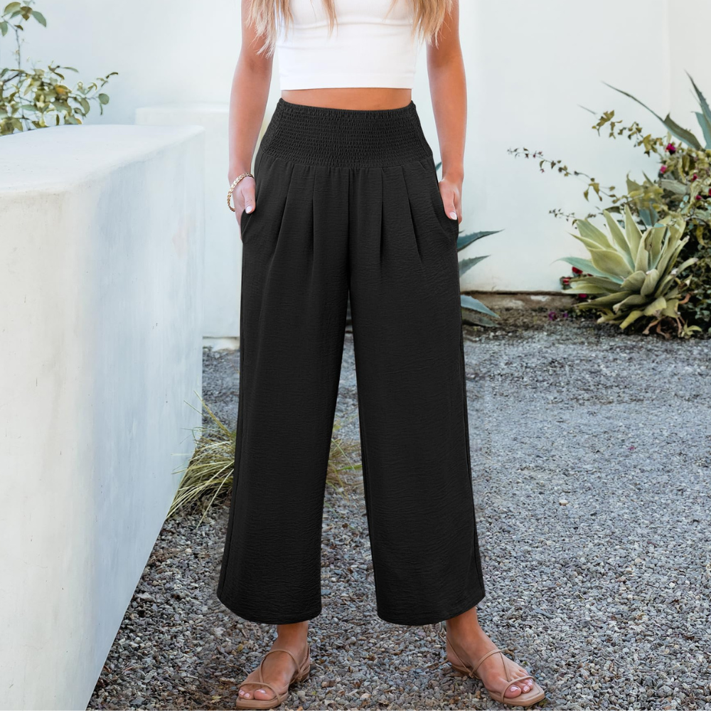 Camila Pantalon Palazzo Femme – Modèle Large Taille Haute avec Poches