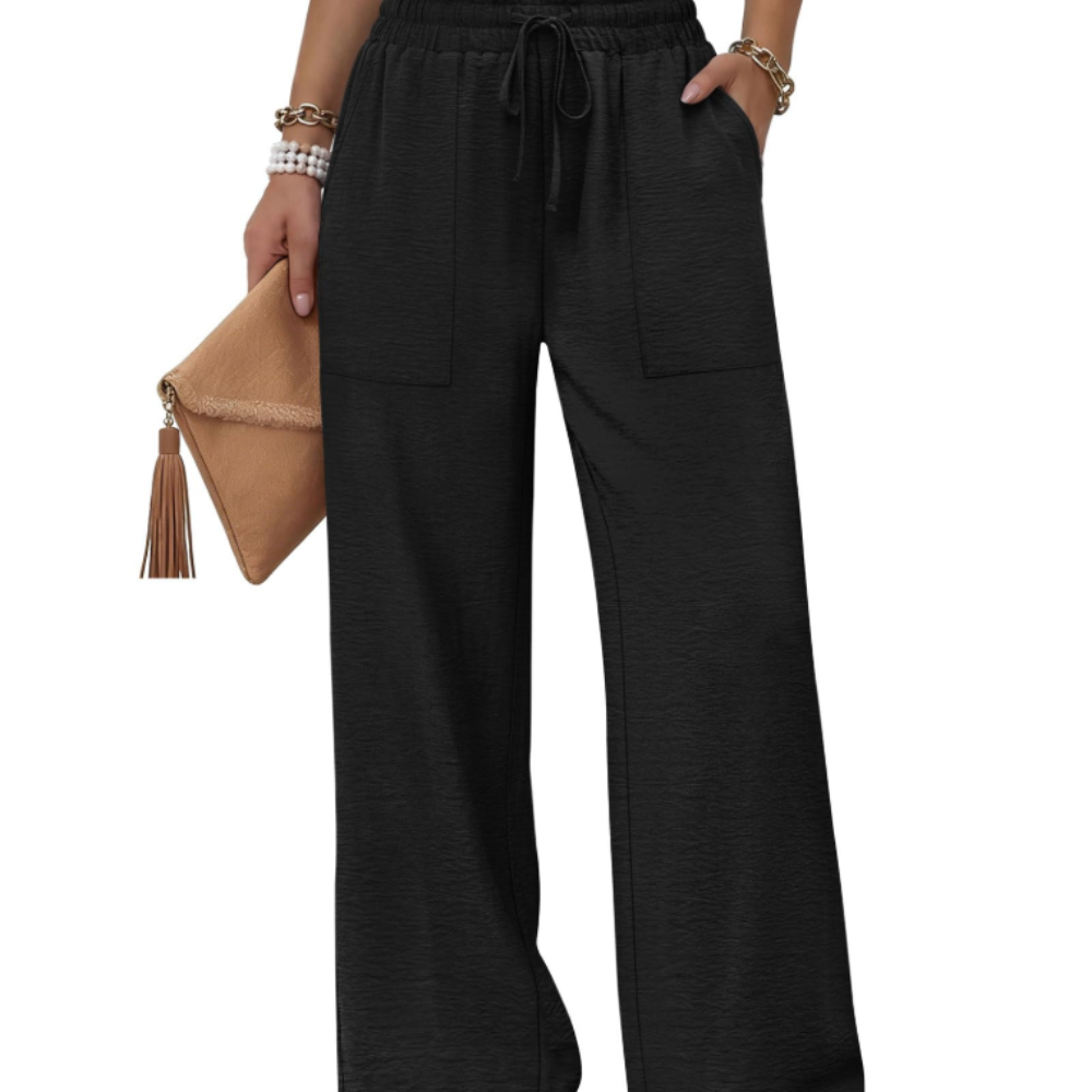 Delilah Pantaloni Wide Leg Donna – Modello Estivo con Coulisse, Volant e Tasche