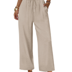 Katherine Pantalon Palazzo Femme – Modèle Jambe Large avec Cordon de Serrage et Poches