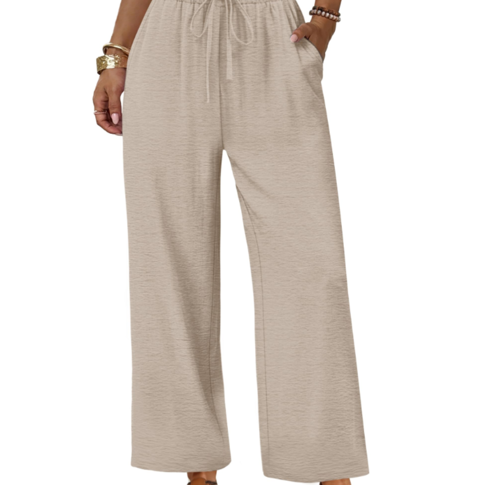 Katherine Pantaloni Palazzo Donna – Modello Wide Leg con Coulisse e Tasche