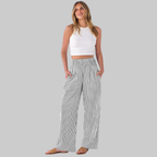 Nova Pantaloni Palazzo Donna – Modello a Vita Alta con Fantasia Righe e Tasche
