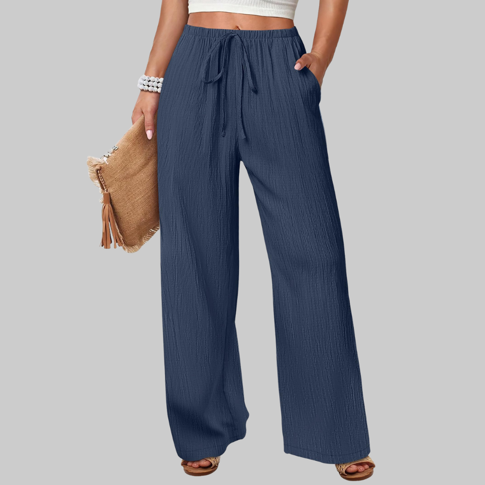 Evelyn Pantaloni Palazzo Donna – Modello Estivo a Gamba Ampia con Coulisse e Tasche