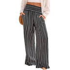Rebecca Pantaloni Palazzo Femme – Modèle Boho Floral à Taille Smock avec Poches