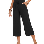 Aria Women's Capri Pants – High Waist Palazzo Style with Drawstring and Pockets