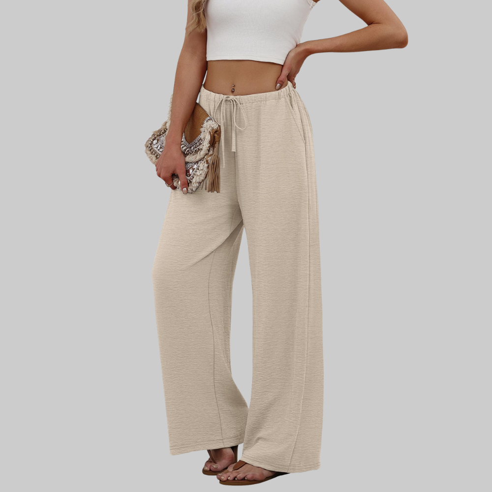 Florence Women's Palazzo Pants – Summer Style with Drawstring, Wide Leg, and Pockets