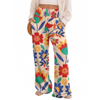 Rebecca Pantaloni Palazzo Femme – Modèle Boho Floral à Taille Smock avec Poches