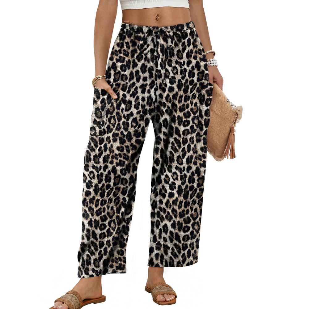 Freya Pantalon Palazzo Femme – Modèle Barrel Jambe Large avec Cordon de Serrage et Poches