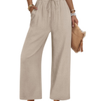 Katherine Pantalon Palazzo Femme – Modèle Jambe Large avec Cordon de Serrage et Poches