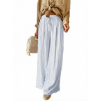 Peper Pantaloni Wide Leg Donna – Modello a Righe con Coulisse e Tasche