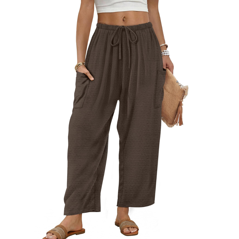 Freya Pantaloni Palazzo Donna – Modello Barrel Wide Leg con Coulisse e Tasche