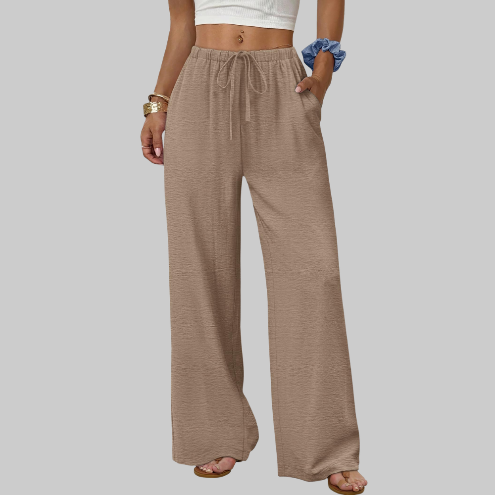 Florence Women's Palazzo Pants – Summer Style with Drawstring, Wide Leg, and Pockets