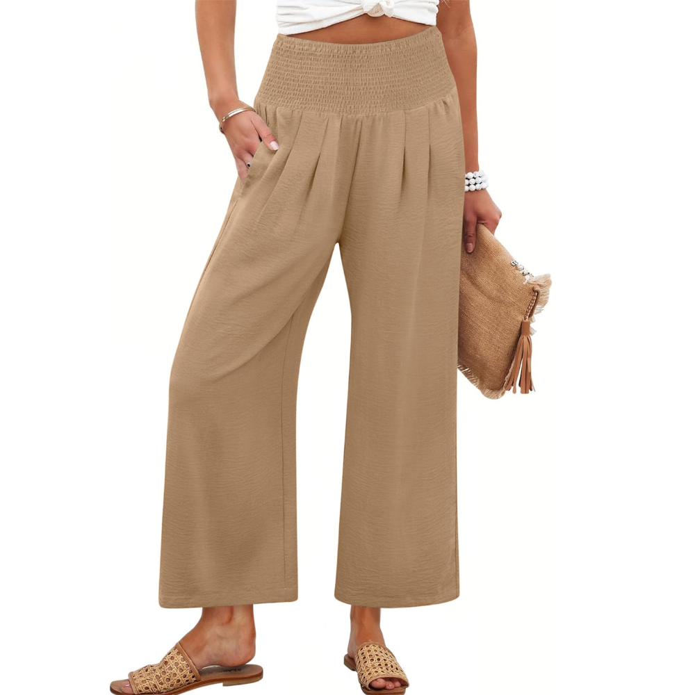 Camila Pantaloni Palazzo Donna – Modello Wide Leg a Vita Alta con Tasche