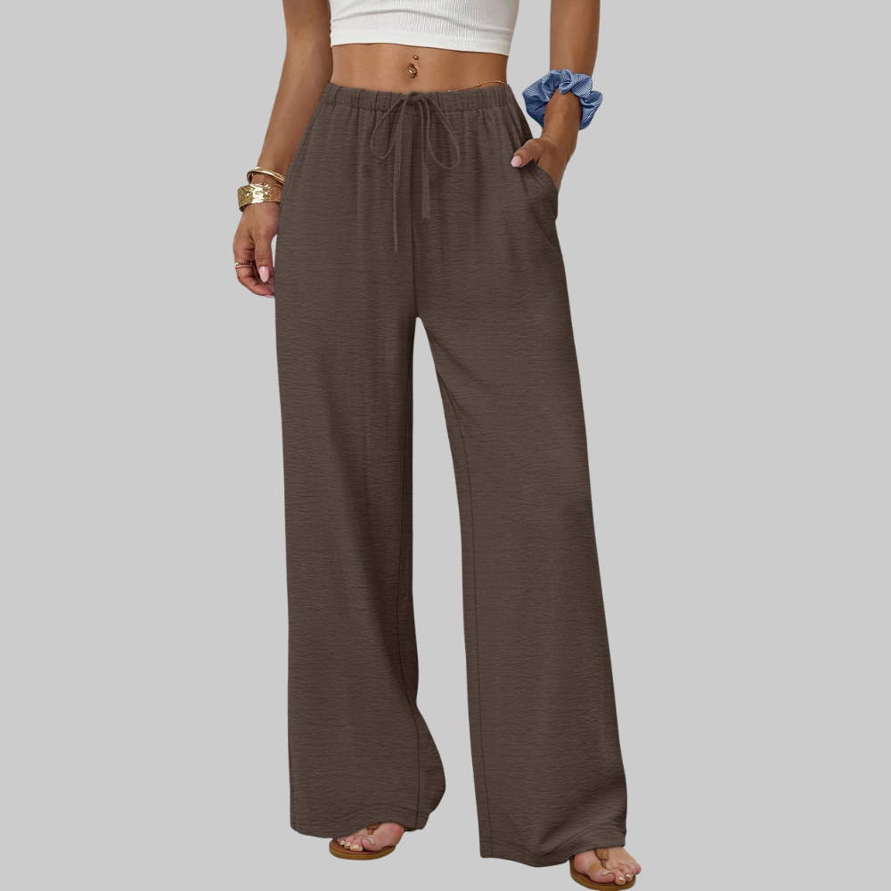 Florence Women's Palazzo Pants – Summer Style with Drawstring, Wide Leg, and Pockets
