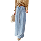 Peper Pantaloni Wide Leg Donna – Modello a Righe con Coulisse e Tasche