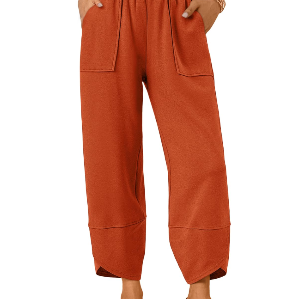 Penelope Pantaloni Wide Leg Donna – Modello Estivo in Cotone con Coulisse e Tasche