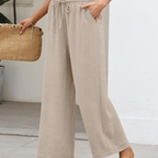 Katherine Pantalon Palazzo Femme – Modèle Jambe Large avec Cordon de Serrage et Poches