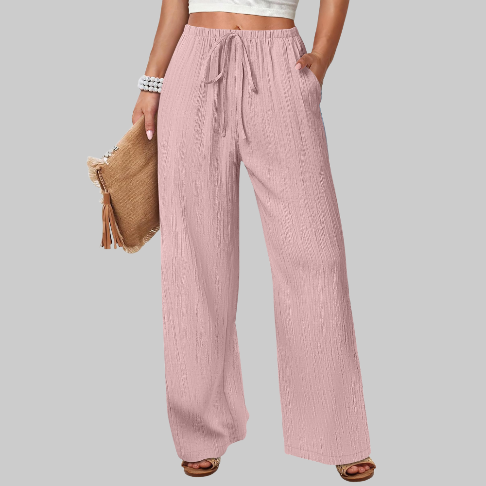 Evelyn Pantaloni Palazzo Donna – Modello Estivo a Gamba Ampia con Coulisse e Tasche