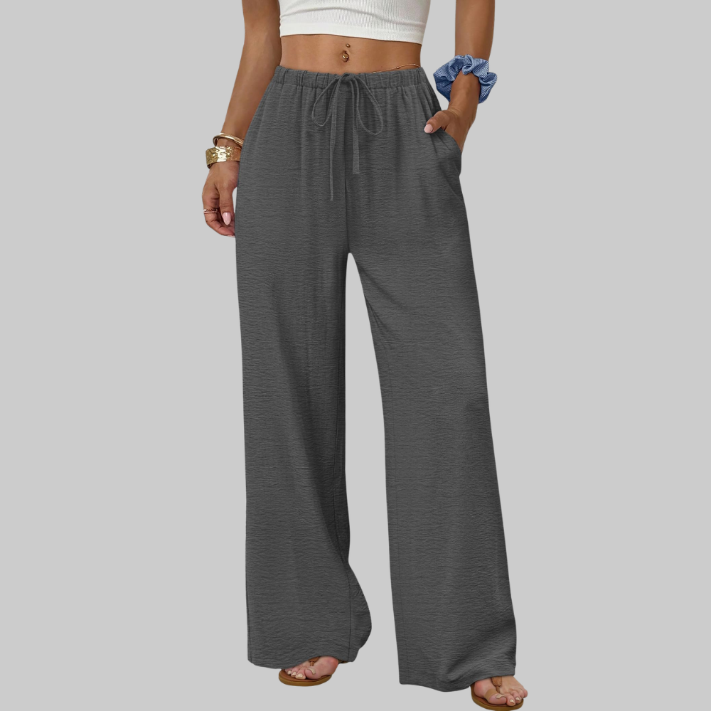 Florence Women's Palazzo Pants – Summer Style with Drawstring, Wide Leg, and Pockets