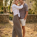 Livy Pantalon Barrel Femme – Modèle à Rayures avec Taille Paperbag et Poches
