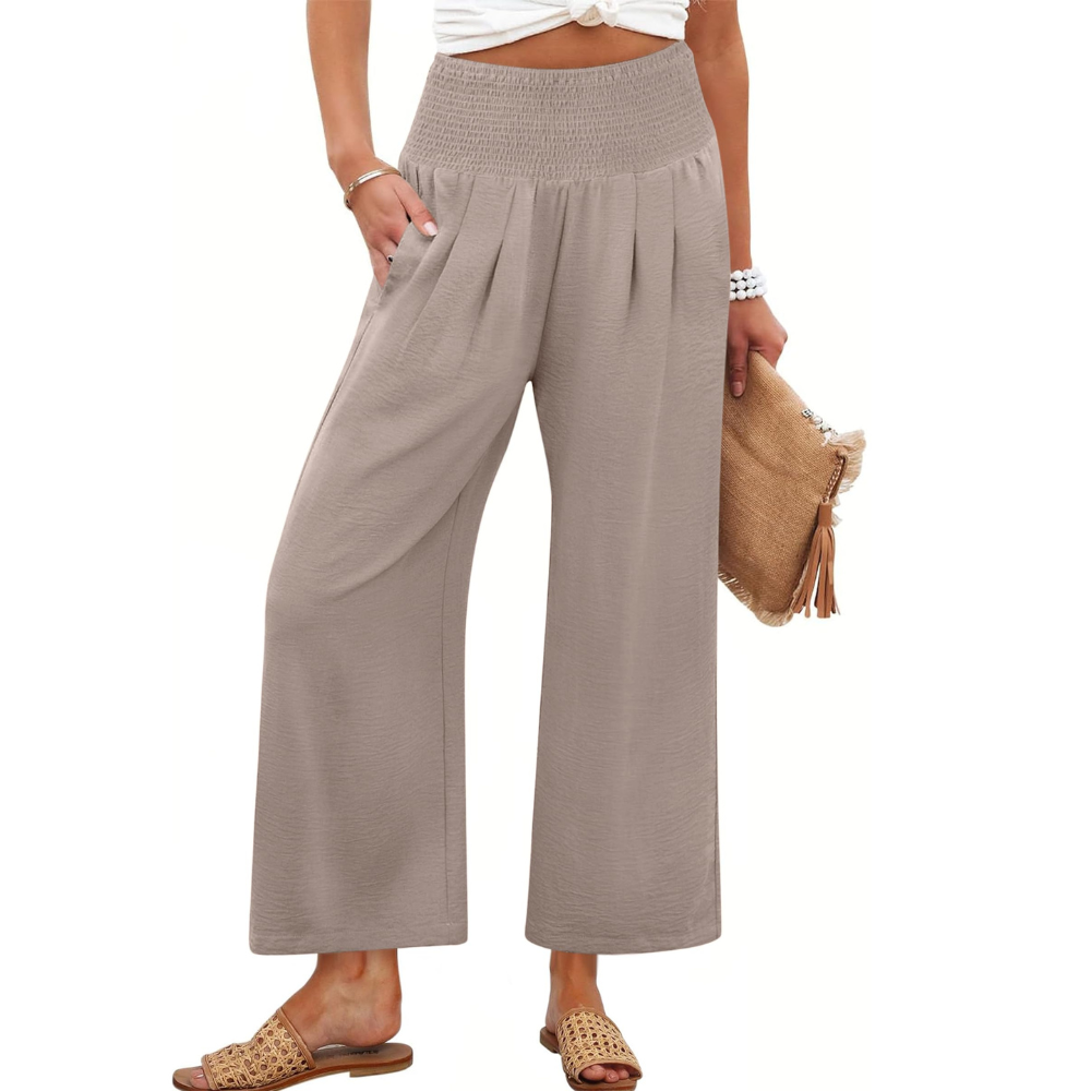 Camila Pantaloni Palazzo Donna – Modello Wide Leg a Vita Alta con Tasche