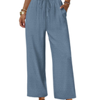 Katherine Pantalon Palazzo Femme – Modèle Jambe Large avec Cordon de Serrage et Poches