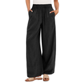 Aurora Pantalon en Lin Femme – Modèle Large avec Taille Élastique et Poches