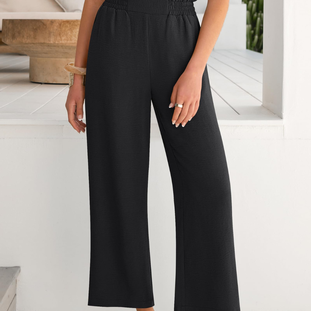 Georgia Pantaloni Palazzo Donna – Modello Cropped a Vita Alta con Tasche