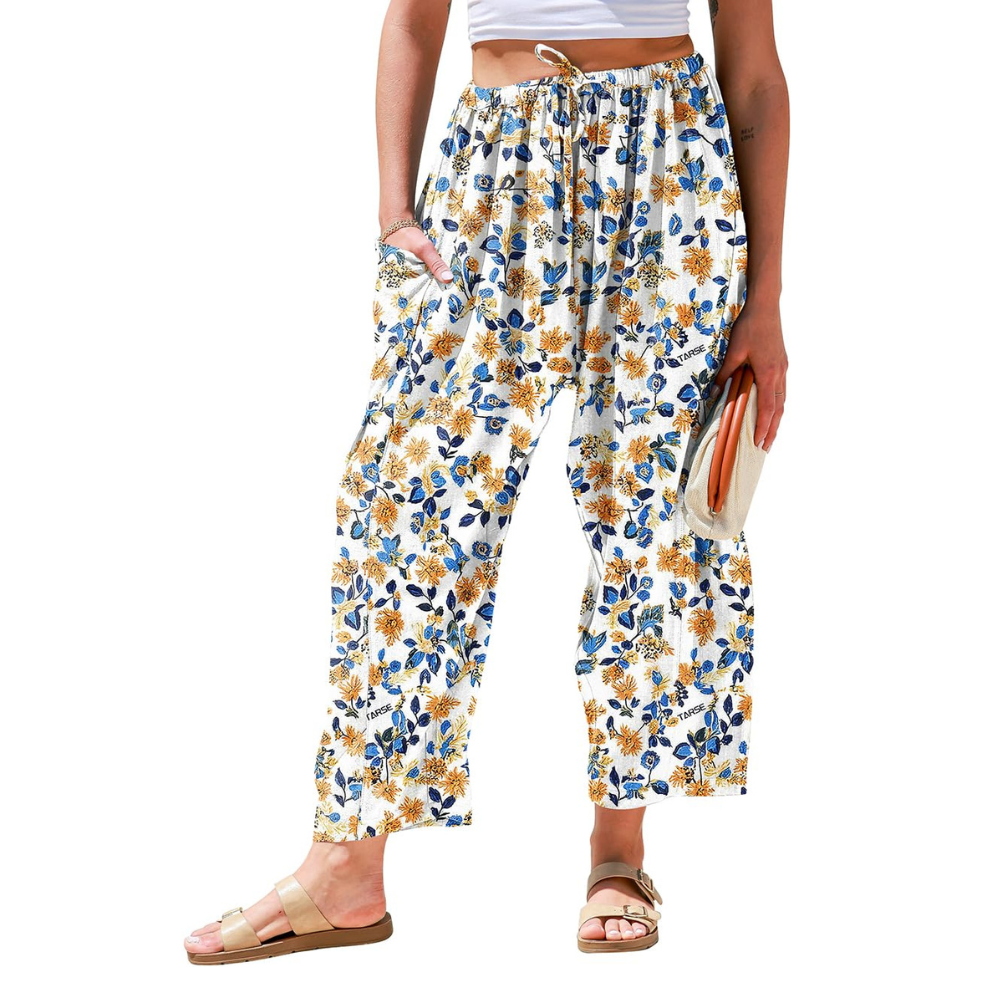 Daphne Pantaloni in Lino Donna – Modello Harem Wide Leg con Coulisse e Tasche