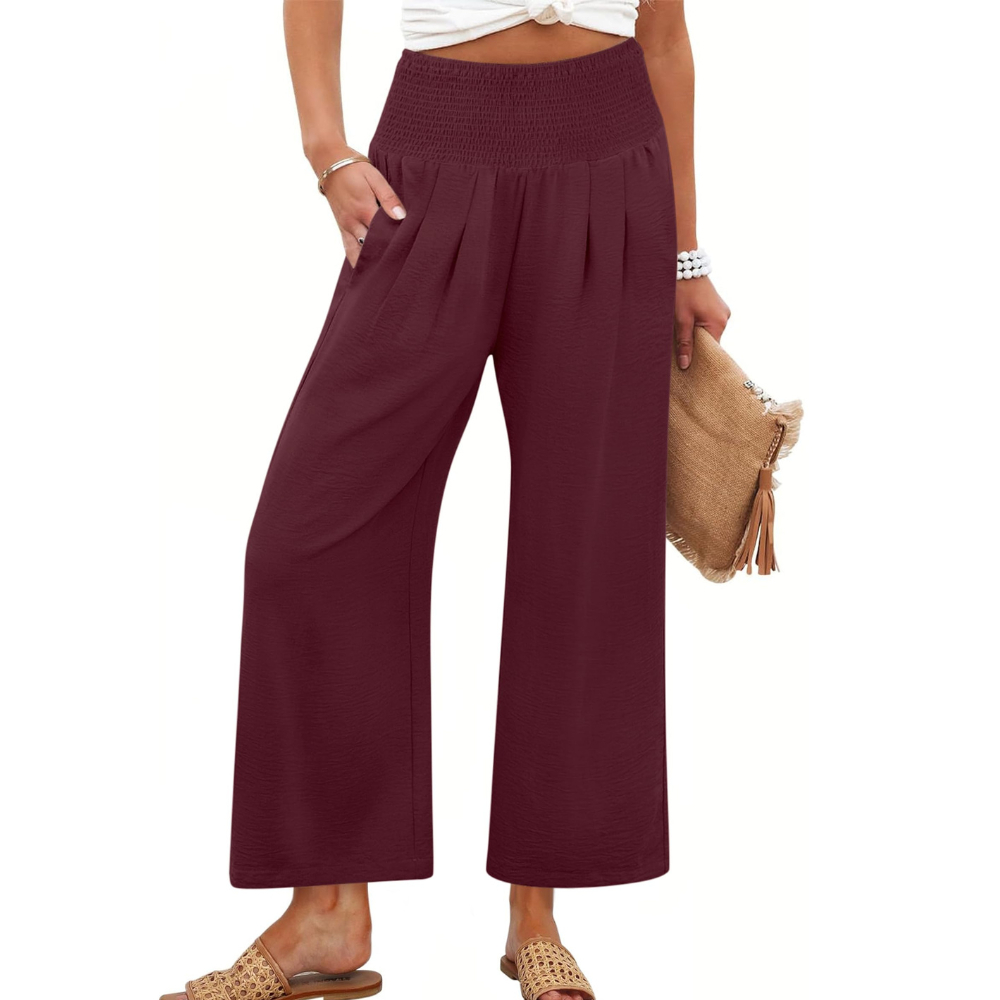 Camila Pantalon Palazzo Femme – Modèle Large Taille Haute avec Poches