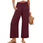 Camila Pantalon Palazzo Femme – Modèle Large Taille Haute avec Poches