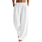 Bianca Women's Linen Pants – Wide Leg Palazzo Style with Elastic Waist and Pockets