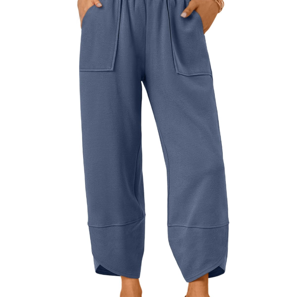 Penelope Pantaloni Wide Leg Donna – Modello Estivo in Cotone con Coulisse e Tasche