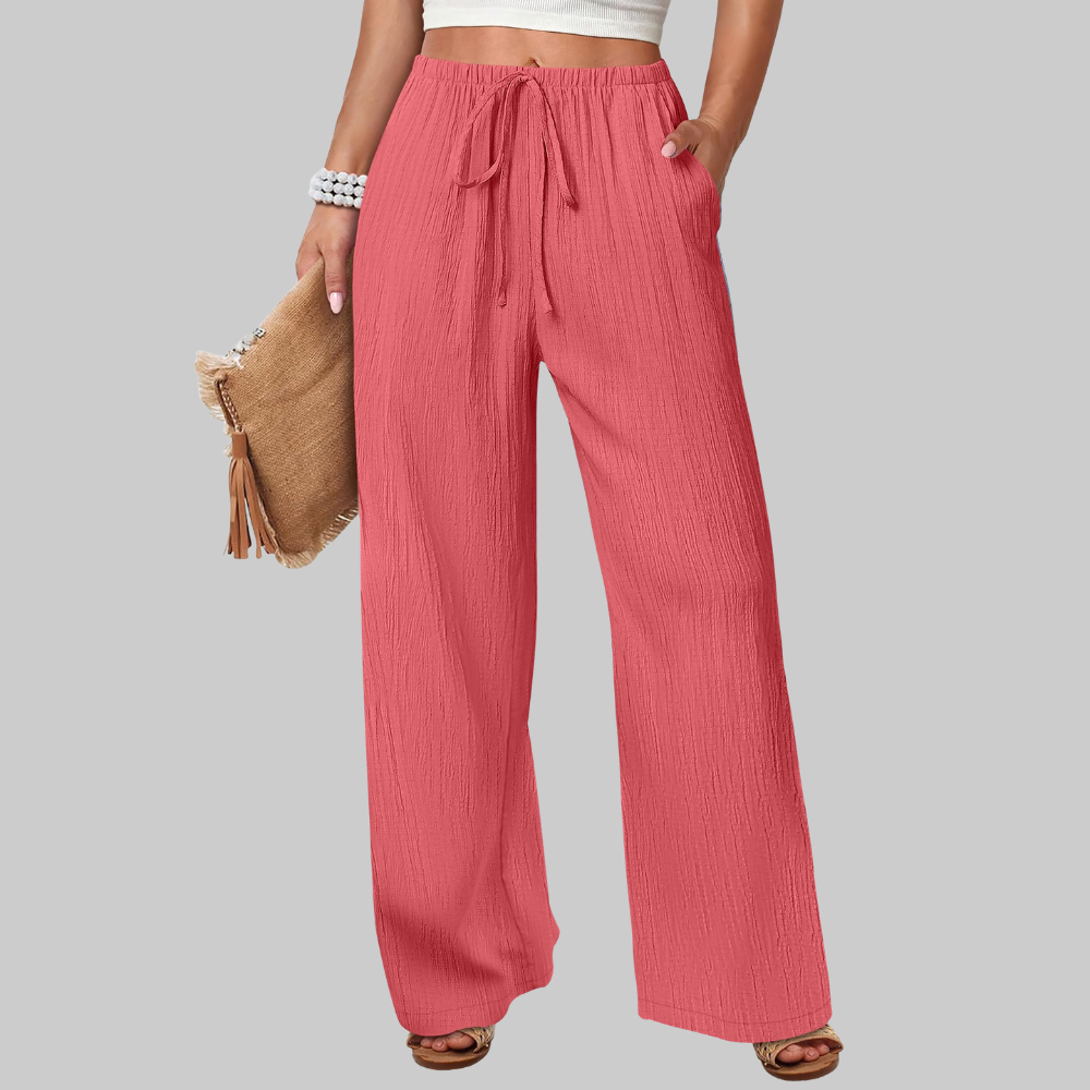 Evelyn Pantaloni Palazzo Donna – Modello Estivo a Gamba Ampia con Coulisse e Tasche