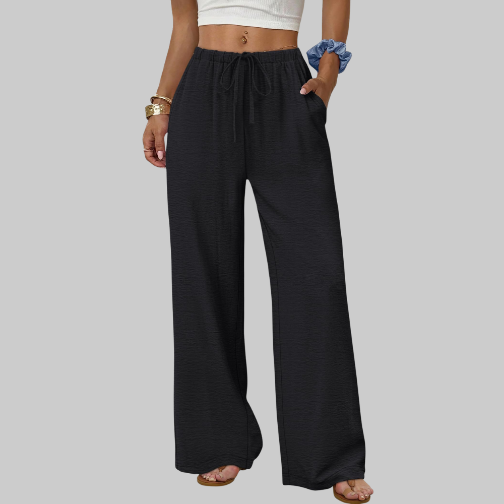 Florence Women's Palazzo Pants – Summer Style with Drawstring, Wide Leg, and Pockets