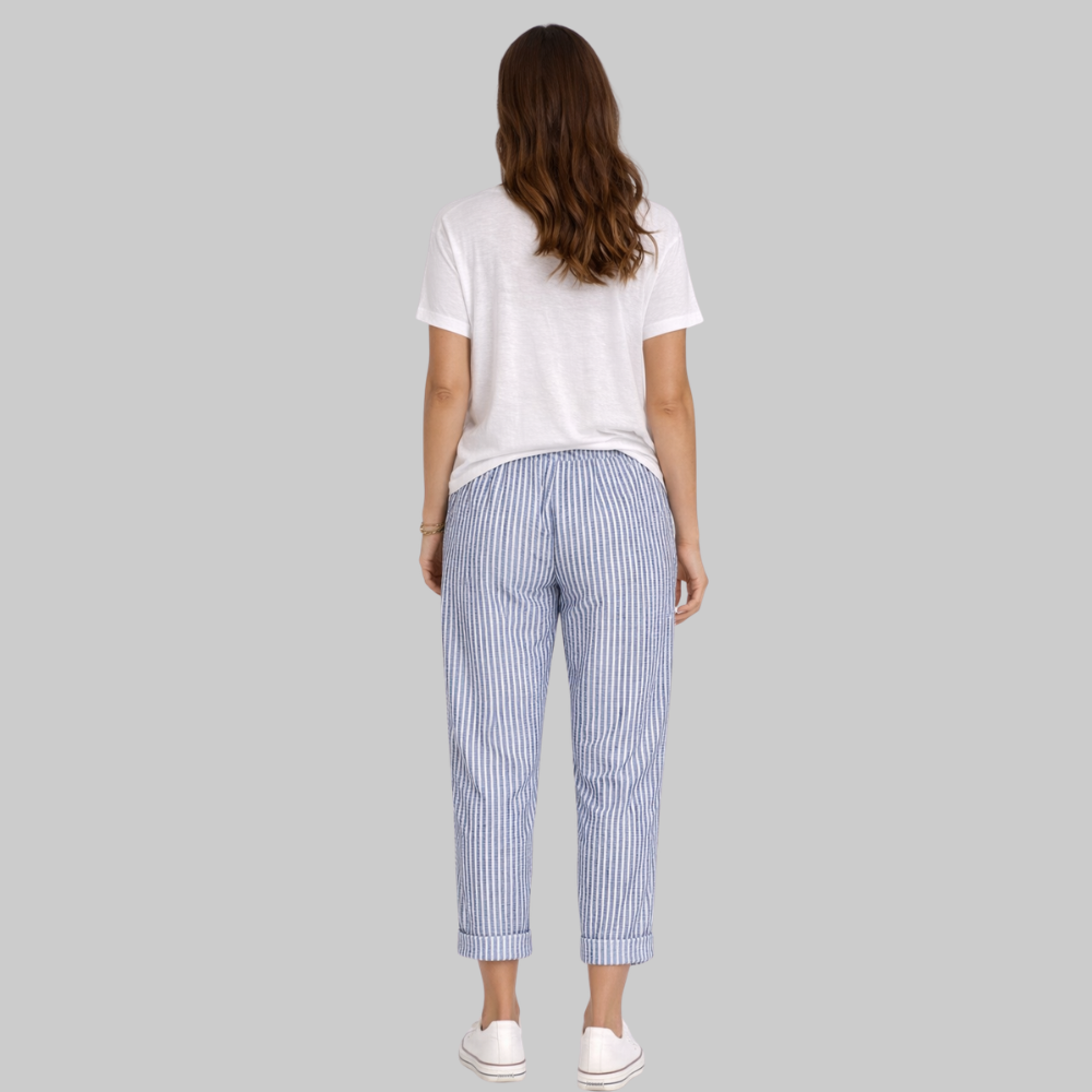 Fairy Pantaloni Donna a Righe – Pantaloni Estivi con Vita Elastico e Coulisse