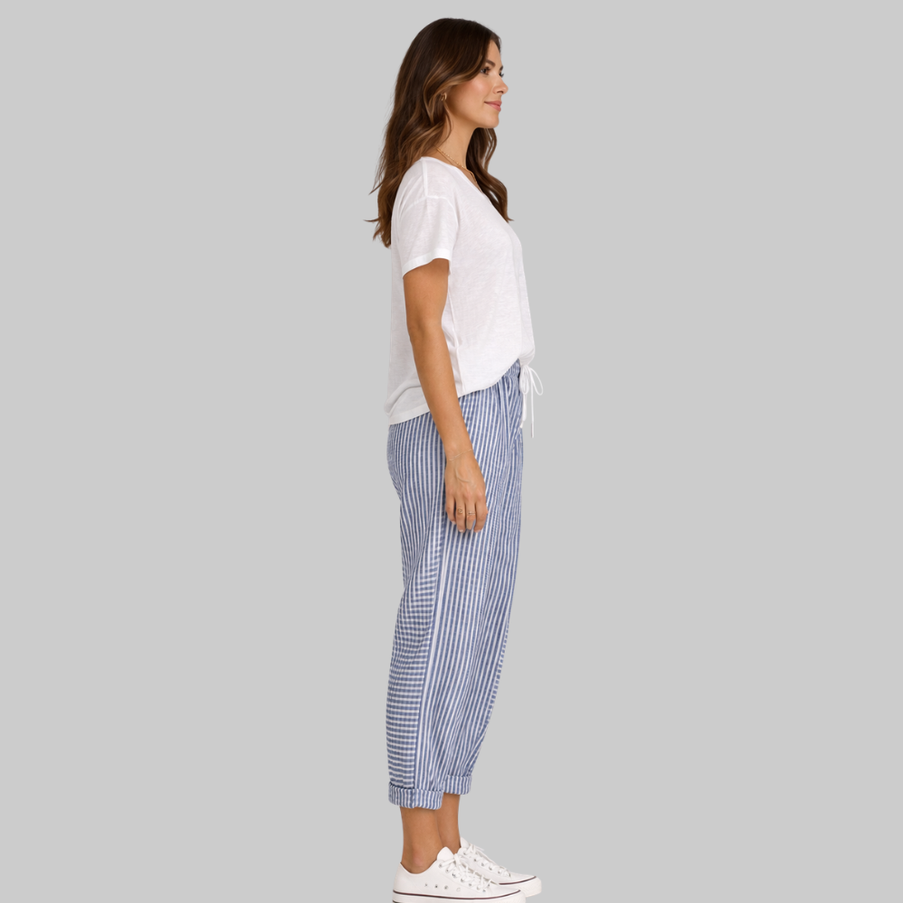 Fairy Pantaloni Donna a Righe – Pantaloni Estivi con Vita Elastico e Coulisse