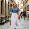 Breilla Falda Maxi para Mujer Boho – Falda Larga de Algodón con Detalles en Encaje Crochet