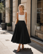 Jade Gonna Midi Donna – Gonna Fluida a Vita Alta con Tasche