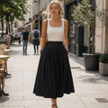 Jade Gonna Midi Donna – Gonna Fluida a Vita Alta con Tasche