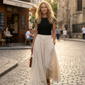 Falda Milania Donna – Falda Maxi Plisada Elegante de Cintura Alta