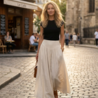 Falda Milania Donna – Falda Maxi Plisada Elegante de Cintura Alta