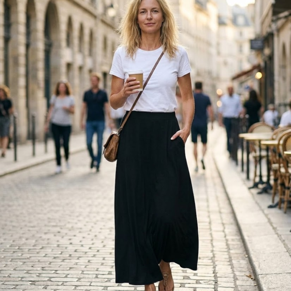 Jupe longue fluide taille haute avec poches Nina Gonna Maxi Donna