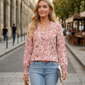 Beatrice Blusa Donna – Scollo V, Maniche Lunghe a Sbuffo, Tunica Elegante Casual